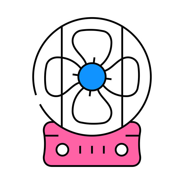 风扇电子设备图标彩色插图图片下载