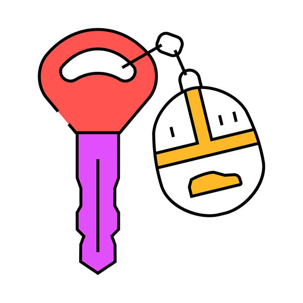 汽车钥匙与fob图标彩色插图图片下载