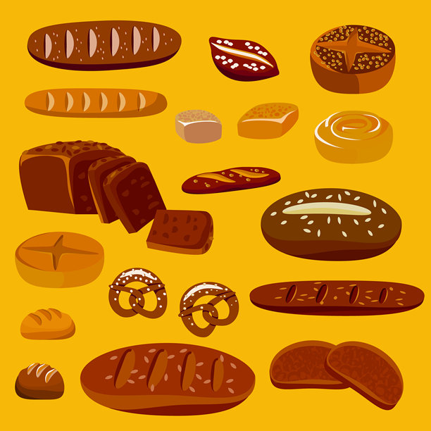 矢量-烘焙产品的插图，彩色。图片下载