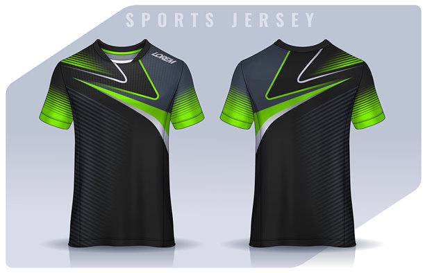 t恤运动设计模板，足球俱乐部的足球球衣模型。统一的前后视图。图片下载