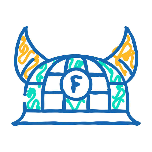 风扇帽子图标涂鸦插图图片下载