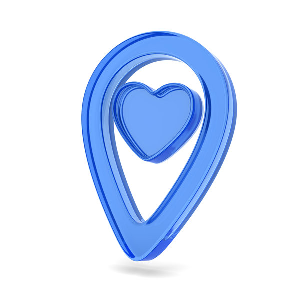 白色背景上的玻璃指针标记。独立的3D插图图片下载