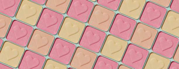 极简图案眼影亮片作为美妆纹理背景横幅，粉彩照片，心纹眼影，米色粉色彩粉妆，方形包，上图图片下载