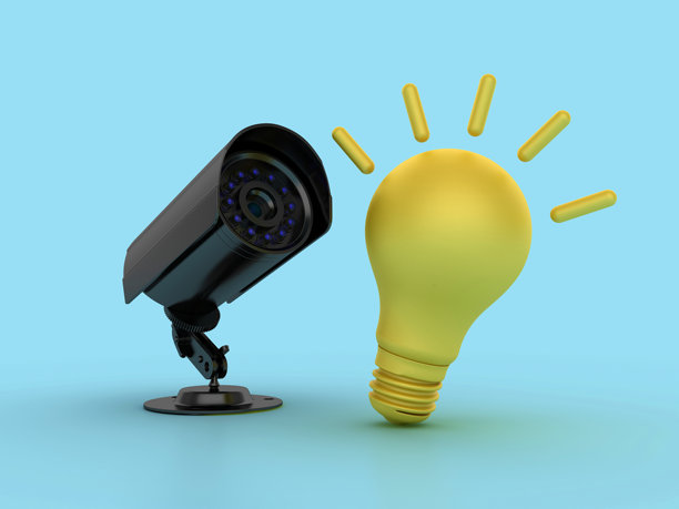 带灯泡的安全摄像头图片下载