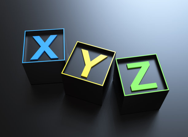 XYZ字母字母表上的3d立方体块图片下载