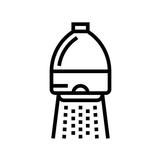 低流量淋浴头节水线图标矢量插图图片下载