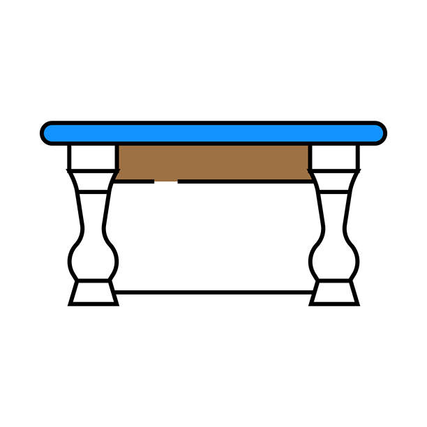 咖啡桌家居室内图标彩色插画图片下载