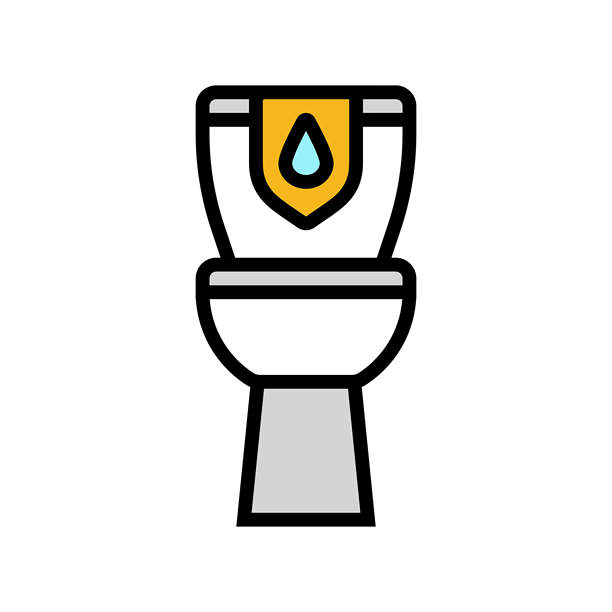 高效厕所节水彩色图标矢量插图图片下载