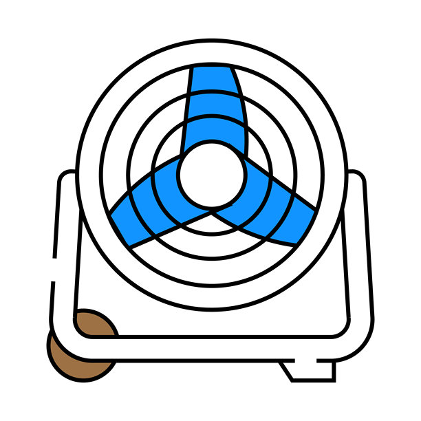 实用风扇车库工具图标彩色插图图片下载