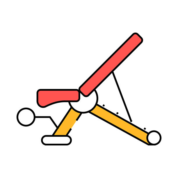 举重床健身运动图标彩色插图图片下载