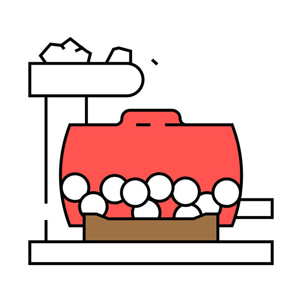 硫化矿石加工铜图标彩色插图图片下载