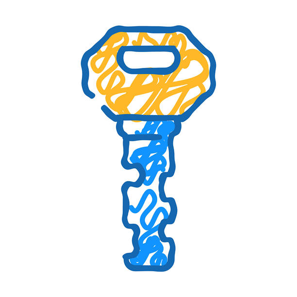 复古键图标涂鸦插图图片下载