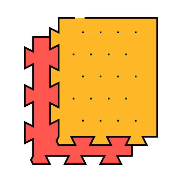 垫子健身运动图标彩色插图图片下载