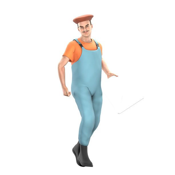 插图的男性艺术专业。一个男画家拿着一幅大画布走着。3 d的画家图片下载