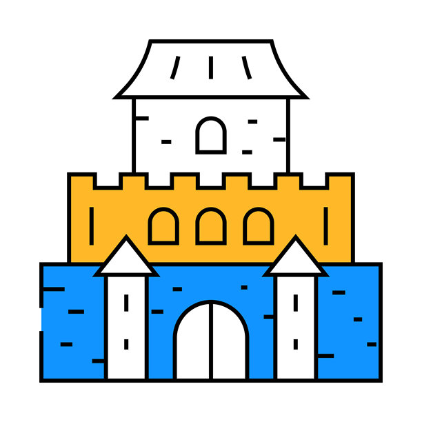 城堡玩具宝宝图标彩色插图图片下载