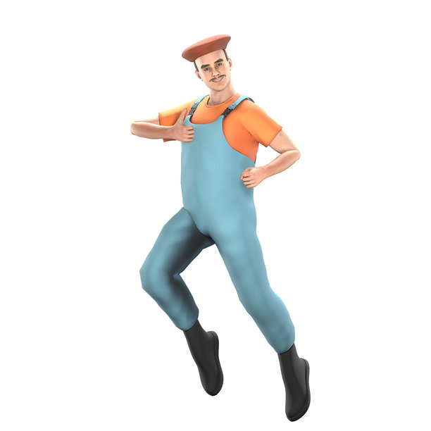 专业艺术男性。一位男画家自信地竖起大拇指。3D画家插图图片下载