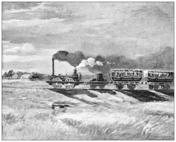 古董图片:第一列火车，卡姆登和安博伊铁路图片下载