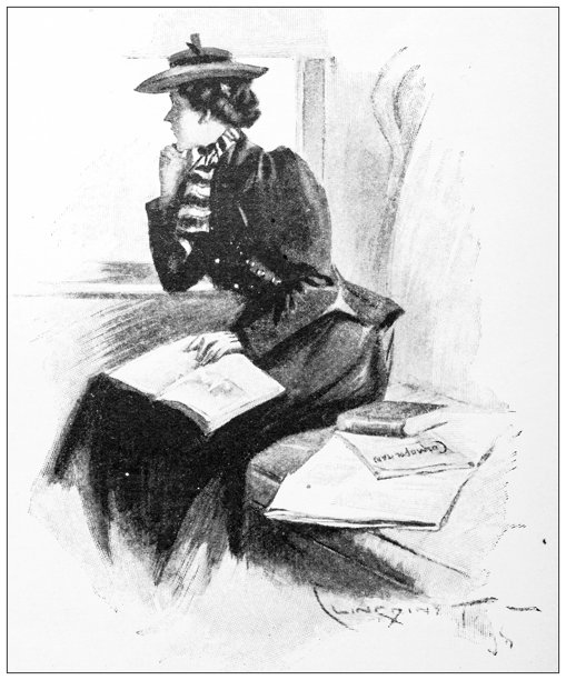 古色古香的形象:火车上的女人图片下载