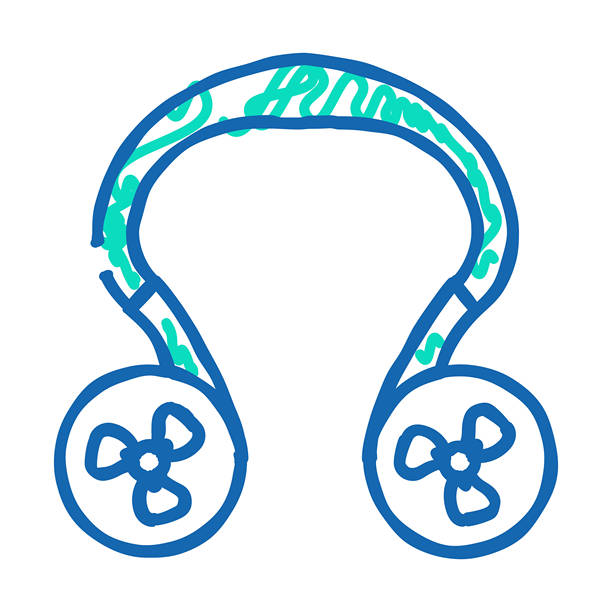 脖子风扇图标涂鸦插图图片下载