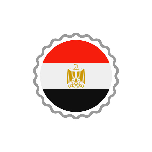 埃及圆形旗帜邮票扁平图标图片下载