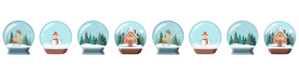 无缝图案与雪玻璃球与冬季的场景。圣诞主题插画图片下载