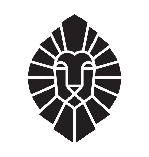 狮头盾标志轮廓设计。波峰矢量图标。奢侈品牌元素的商业项目。概念稳定，保护您的投资孤立的白色背景图片下载