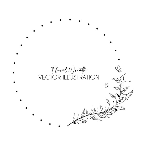 奢华和最小的婚礼叶片徽章与线条艺术叶枝图片下载