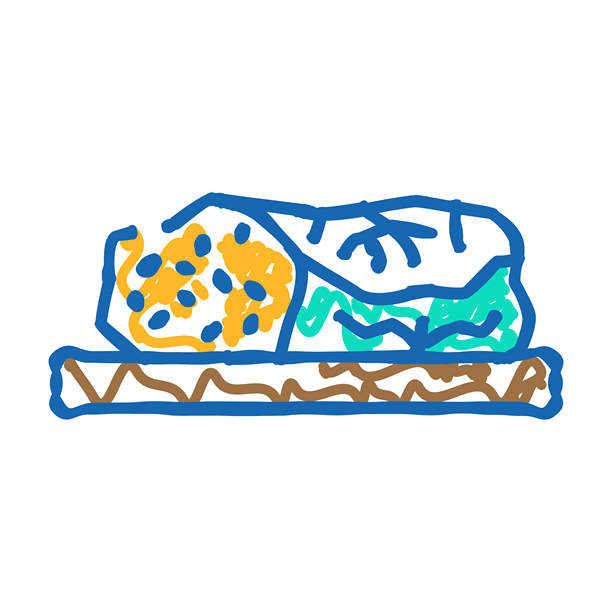 菜肴在生菜图标涂鸦插图图片下载