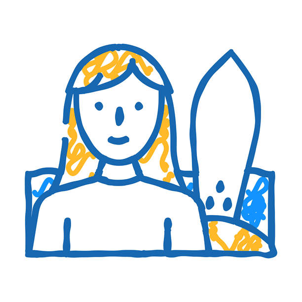 冲浪女性运动图标涂鸦插画图片下载