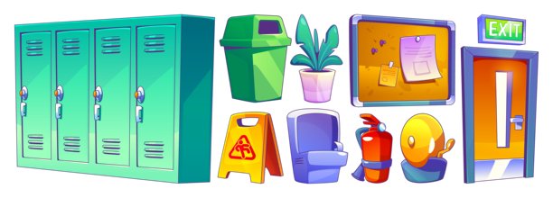 学校走廊设计元素设置图片下载