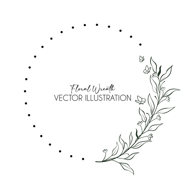 一个华丽的叶子花环，将看起来可爱的婚礼请柬，卡片和标志的装饰元素。图片下载