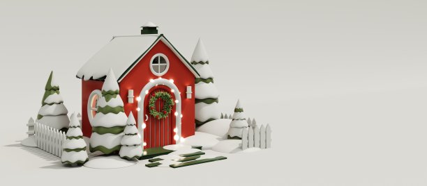 圣诞屋的3d渲染。图片下载