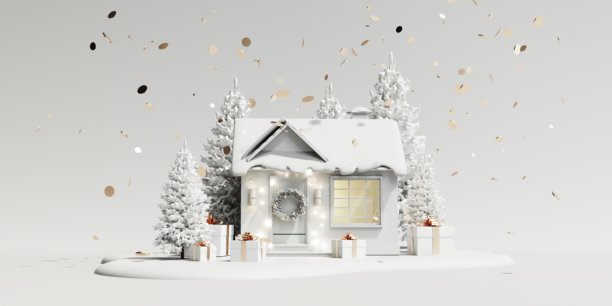 圣诞屋的3d渲染。图片下载