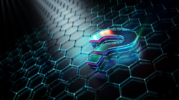 有问题吗?得到的答案。在数字显示器上提问。技术进步和创新世界中的未来主义问题符号图片下载