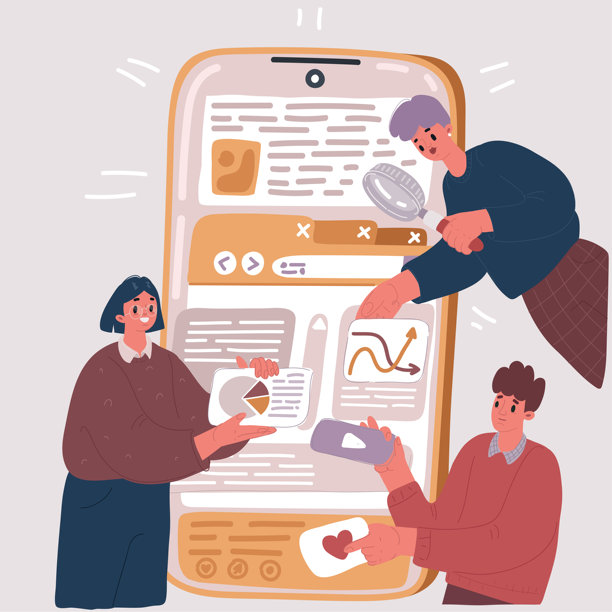 内容管理的矢量插图。人们管理在线网络应用程序。团队建设网站，社交媒体内容。图片下载