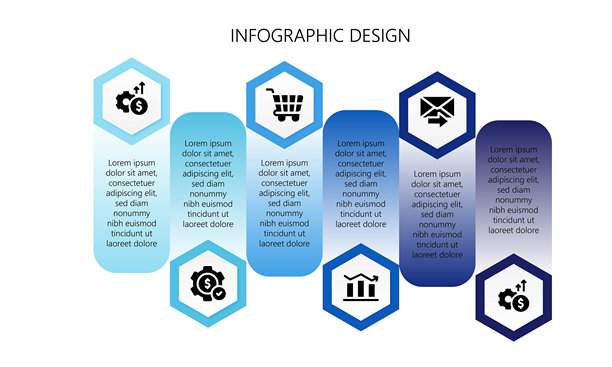 信息图设计模板流程图，演示文稿，工作流程布局，横幅，流程图，信息图。概念的商业模式的连续步骤。柔和的图形元素。图片下载