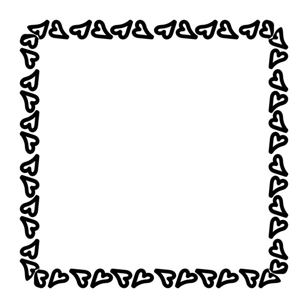 心线框方形涂鸦艺术，心边轮廓可爱，框架装饰心涂鸦艺术线，画框心形轮廓继续图片下载