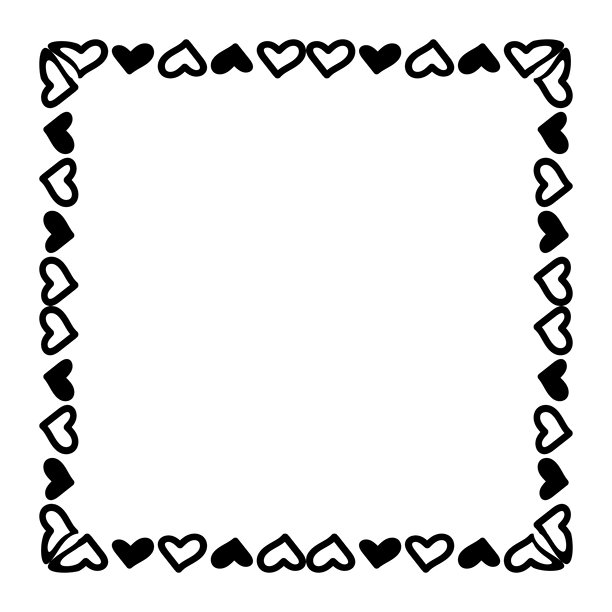 心线框方形涂鸦艺术，心边轮廓可爱，框架装饰心涂鸦艺术线，画框心形轮廓继续图片下载