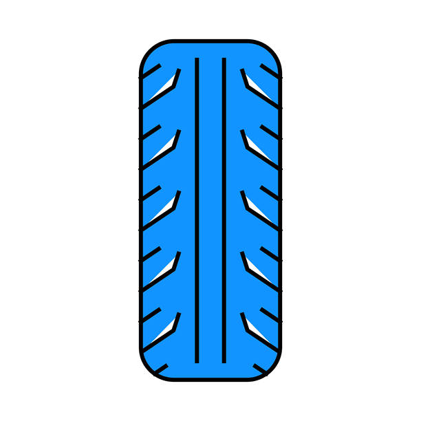 轮胎摩托车配件图标彩色插图图片下载