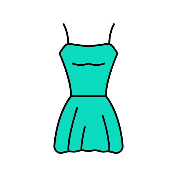 迷你新娘礼服图标彩色插图图片下载