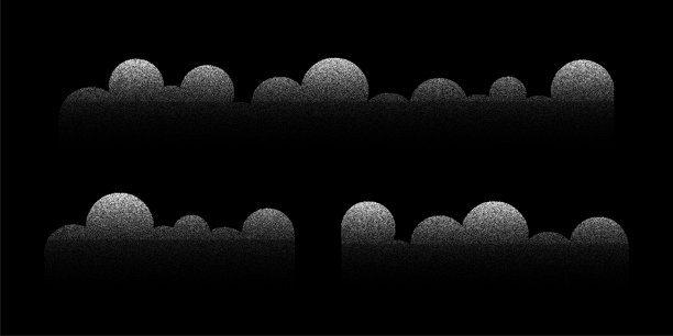 砂粒纹理图案。噪声波纹背景。圆点圆点形状，黑噪点，颗粒效果。矢量插图孤立的黑色。抽象的山、云、树图片下载