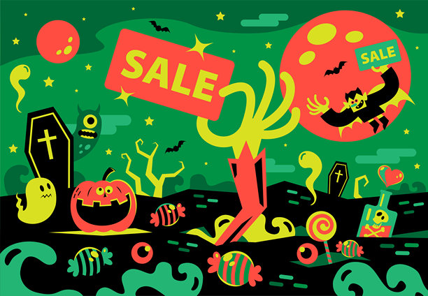 幽灵之手从坟墓里出来，拿着卖牌、吸血鬼和在黑暗天空中飞翔的幽灵图片下载