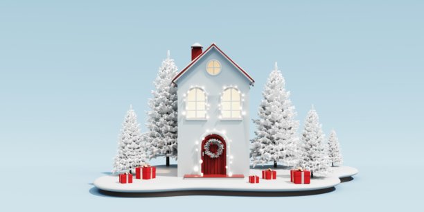 圣诞屋的3d渲染。图片下载