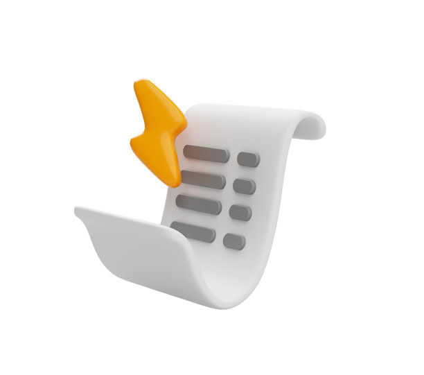 支付能源账单发票纸图标 3D 插图图片下载