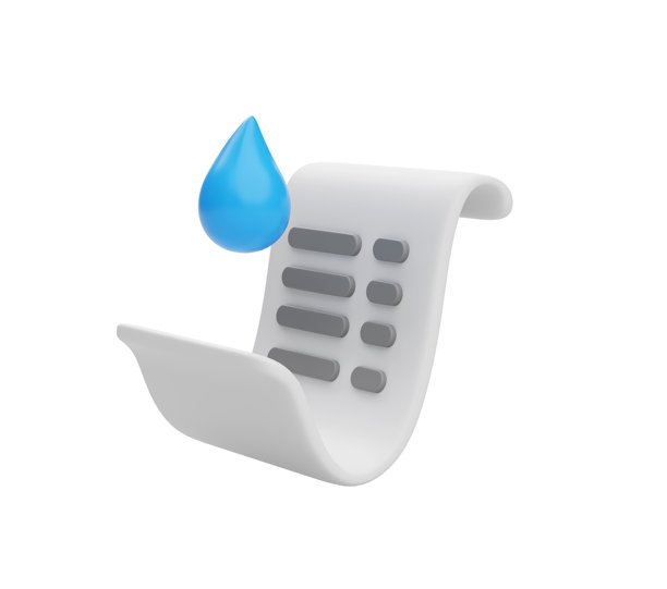 水费账单发票纸图标 3D 插图图片下载