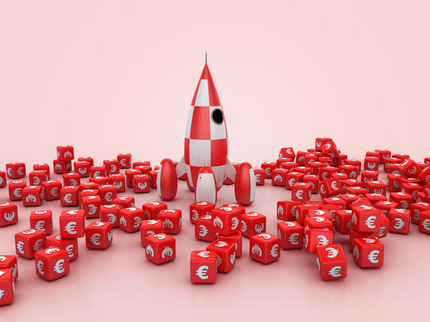 带有欧元积木的火箭图片下载
