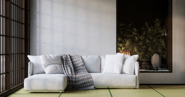 沙发扶手椅极简设计无印良品风格3D渲染图片下载