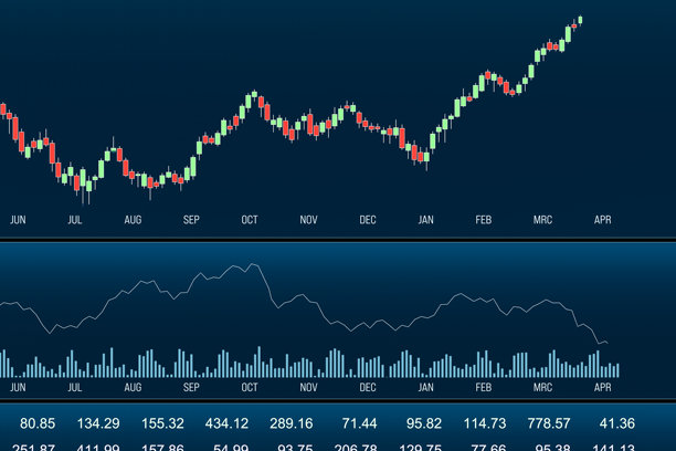交易显示器上显示图表和折线图。图片下载