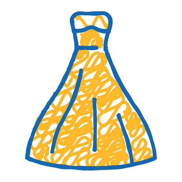 无肩带新娘礼服图标涂鸦插图图片下载