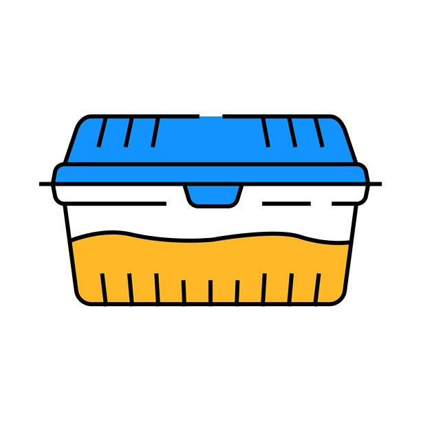 彩色插图的塑料午餐盒餐食图标图片下载